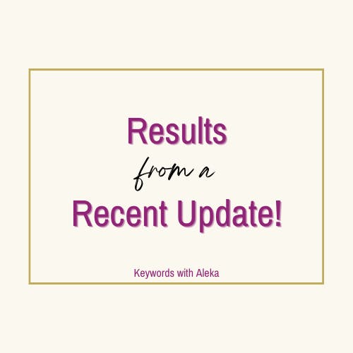 🗝️ Results From A Recent Update! (Part 3)